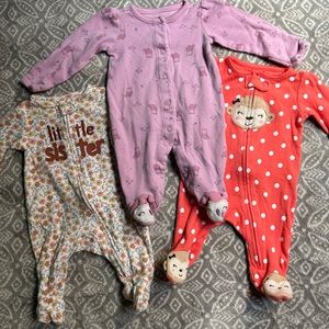 Carters baby girl 100% cotton footie pajamas size newborn